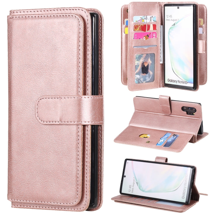 For Samsung Galaxy Note10+ Multifunctional Magnetic Copper Buckle Horizontal Flip Solid Color Leather Case with 10 Card Slots & Wallet & Holder & Photo Frame