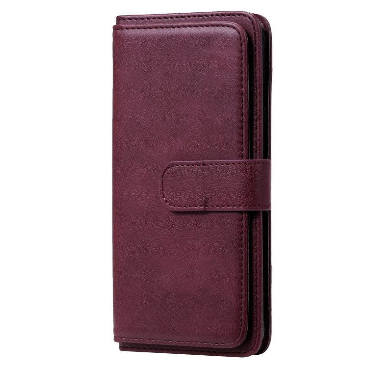 For Samsung Galaxy S9+ Multifunctional Magnetic Copper Buckle Horizontal Flip Solid Color Leather Case with 10 Card Slots & Wallet & Holder & Photo Frame