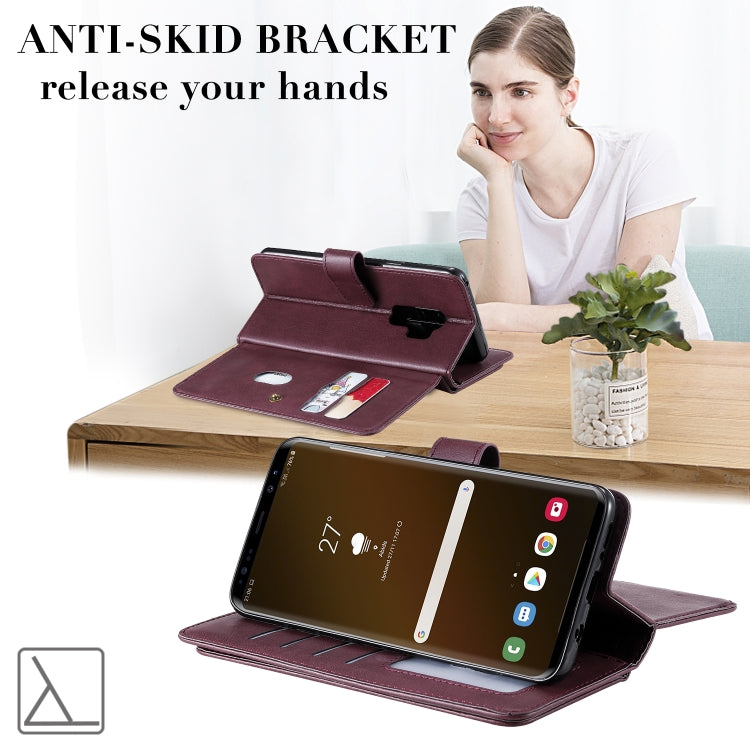 For Samsung Galaxy S9+ Multifunctional Magnetic Copper Buckle Horizontal Flip Solid Color Leather Case with 10 Card Slots & Wallet & Holder & Photo Frame