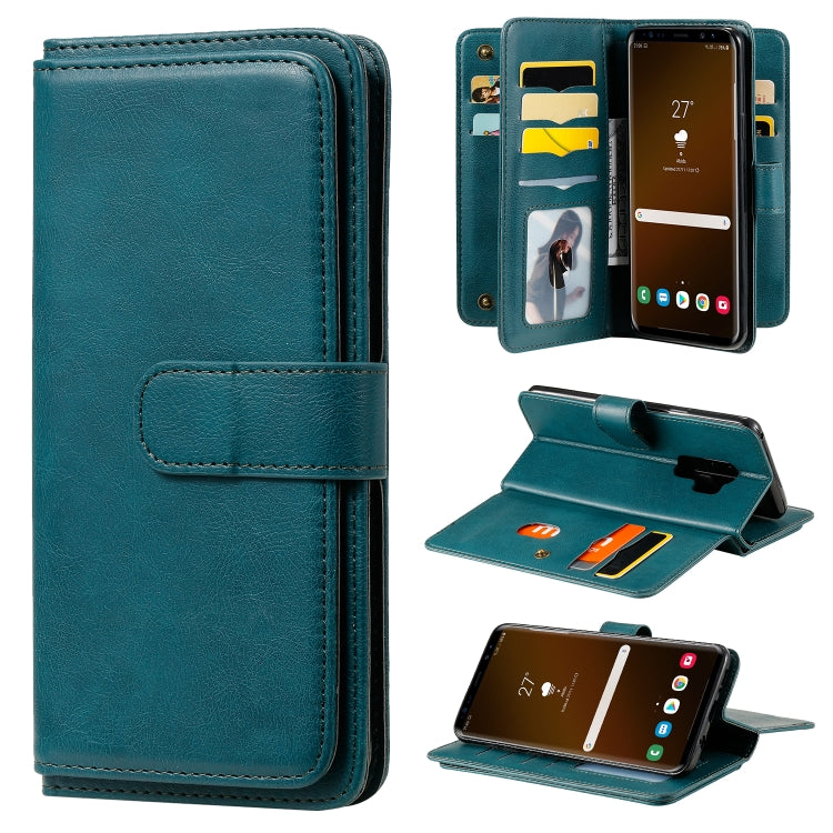 For Samsung Galaxy S9+ Multifunctional Magnetic Copper Buckle Horizontal Flip Solid Color Leather Case with 10 Card Slots & Wallet & Holder & Photo Frame