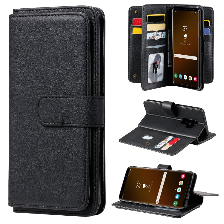 For Samsung Galaxy S9+ Multifunctional Magnetic Copper Buckle Horizontal Flip Solid Color Leather Case with 10 Card Slots & Wallet & Holder & Photo Frame