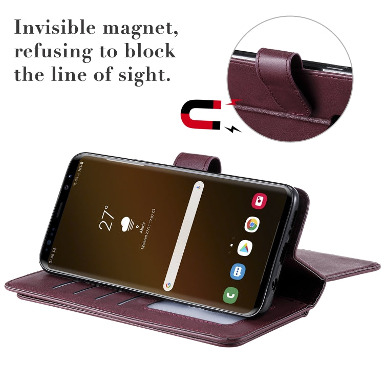 For Samsung Galaxy S9+ Multifunctional Magnetic Copper Buckle Horizontal Flip Solid Color Leather Case with 10 Card Slots & Wallet & Holder & Photo Frame