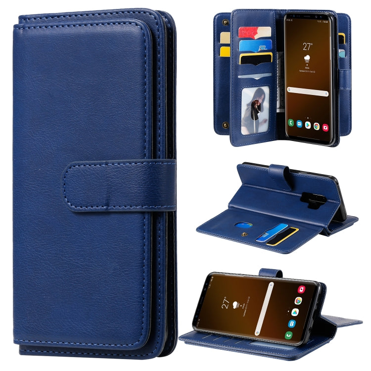 For Samsung Galaxy S9+ Multifunctional Magnetic Copper Buckle Horizontal Flip Solid Color Leather Case with 10 Card Slots & Wallet & Holder & Photo Frame