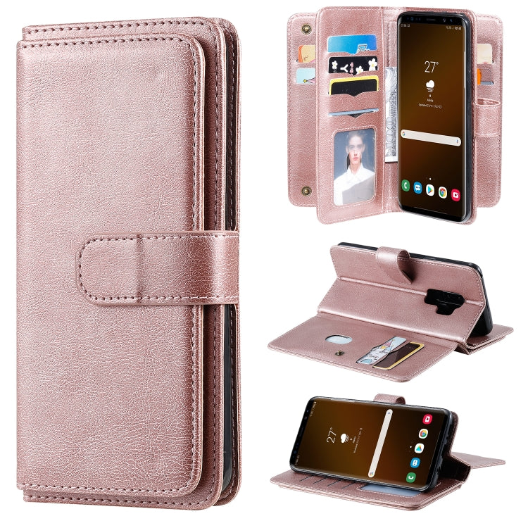 For Samsung Galaxy S9+ Multifunctional Magnetic Copper Buckle Horizontal Flip Solid Color Leather Case with 10 Card Slots & Wallet & Holder & Photo Frame