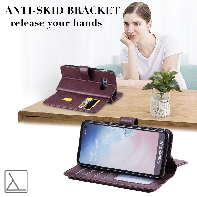 For Samsung Galaxy S10e Multifunctional Magnetic Copper Buckle Horizontal Flip Solid Color Leather Case with 10 Card Slots & Wallet & Holder & Photo Frame