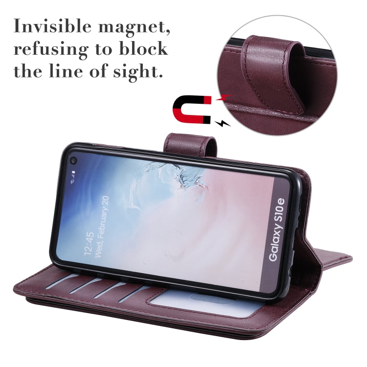 For Samsung Galaxy S10e Multifunctional Magnetic Copper Buckle Horizontal Flip Solid Color Leather Case with 10 Card Slots & Wallet & Holder & Photo Frame