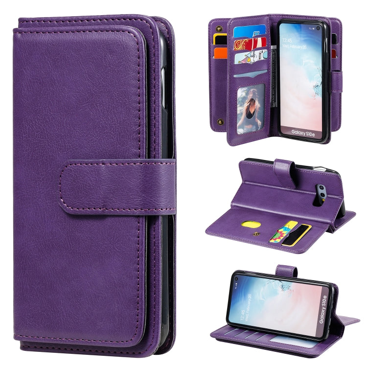 For Samsung Galaxy S10e Multifunctional Magnetic Copper Buckle Horizontal Flip Solid Color Leather Case with 10 Card Slots & Wallet & Holder & Photo Frame