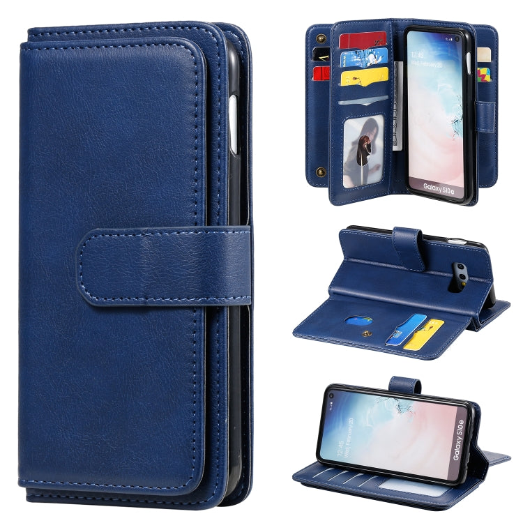 For Samsung Galaxy S10e Multifunctional Magnetic Copper Buckle Horizontal Flip Solid Color Leather Case with 10 Card Slots & Wallet & Holder & Photo Frame