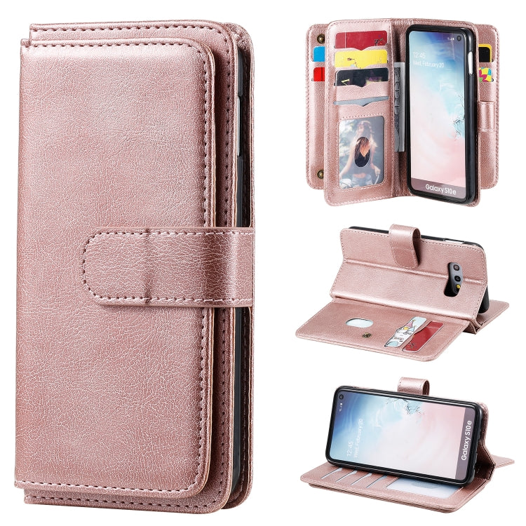 For Samsung Galaxy S10e Multifunctional Magnetic Copper Buckle Horizontal Flip Solid Color Leather Case with 10 Card Slots & Wallet & Holder & Photo Frame