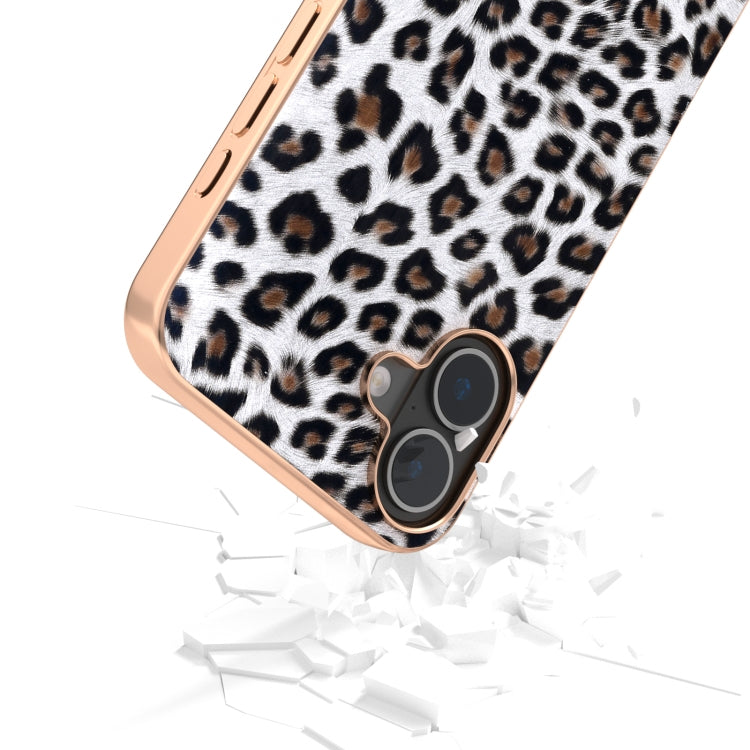 For iPhone 16 Nano Plating Leopard Print Phone Case