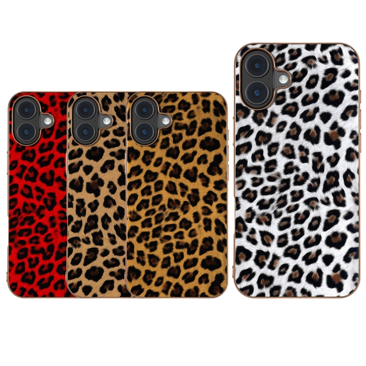For iPhone 16 Nano Plating Leopard Print Phone Case