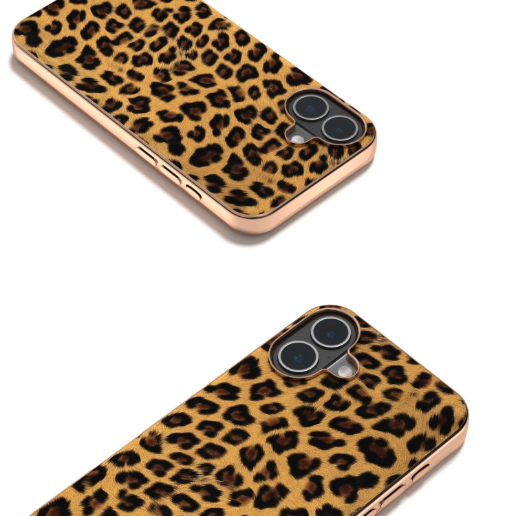 For iPhone 16 Plus Nano Plating Leopard Print Phone Case