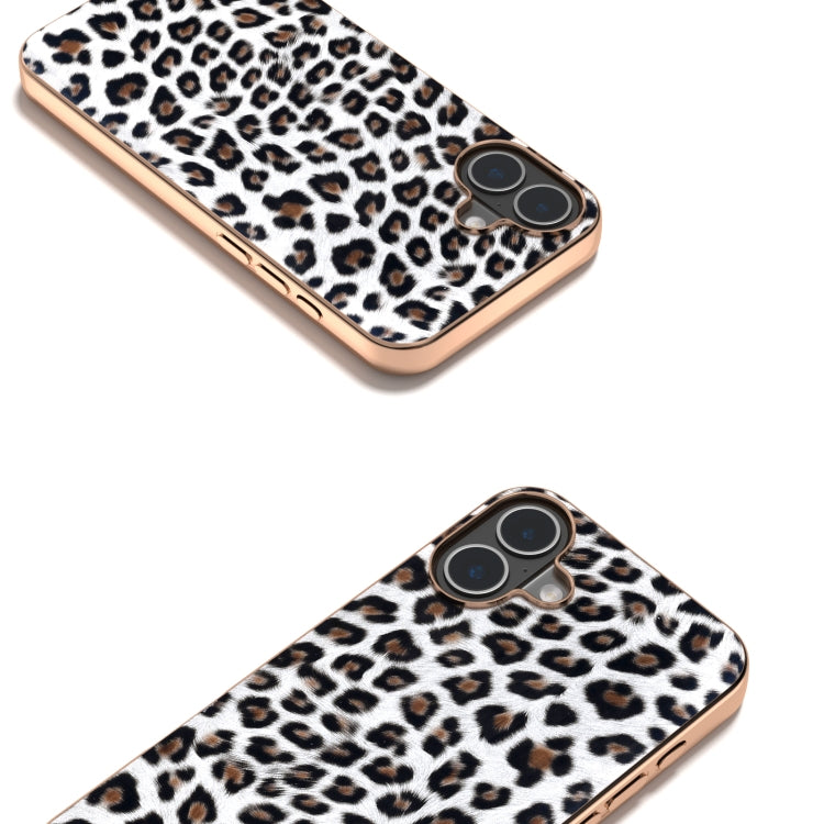 For iPhone 16 Plus Nano Plating Leopard Print Phone Case
