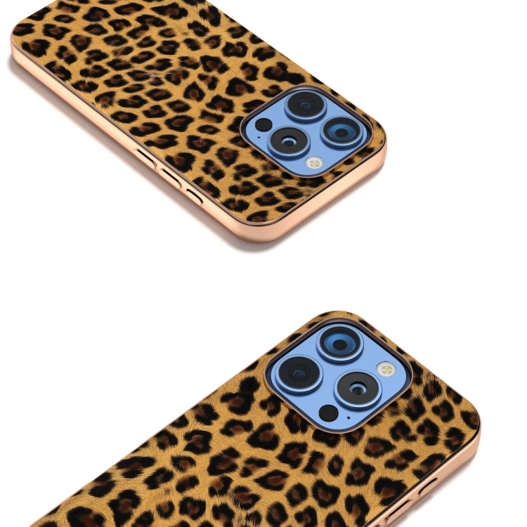 For iPhone 16 Pro Nano Plating Leopard Print Phone Case