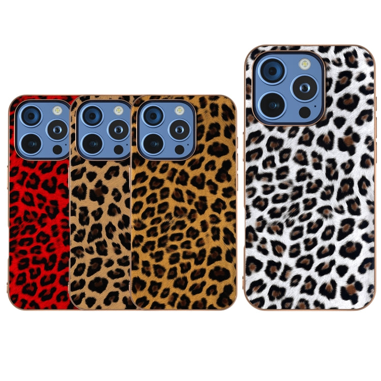 For iPhone 16 Pro Nano Plating Leopard Print Phone Case