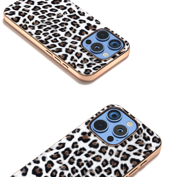 For iPhone 16 Pro Nano Plating Leopard Print Phone Case