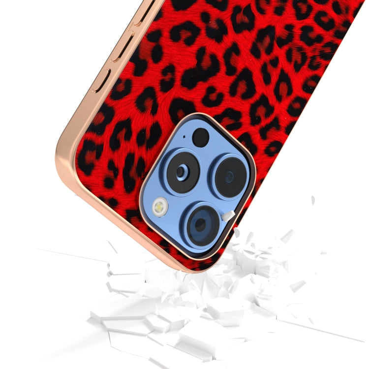For iPhone 16 Pro Nano Plating Leopard Print Phone Case