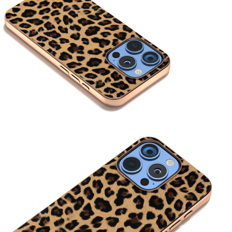 For iPhone 16 Pro Nano Plating Leopard Print Phone Case