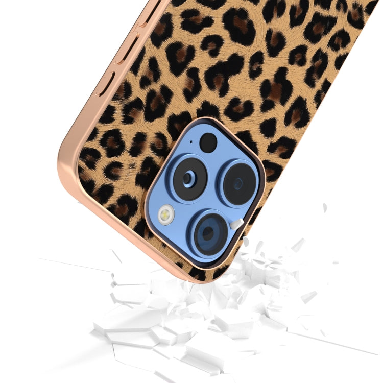 For iPhone 16 Pro Nano Plating Leopard Print Phone Case