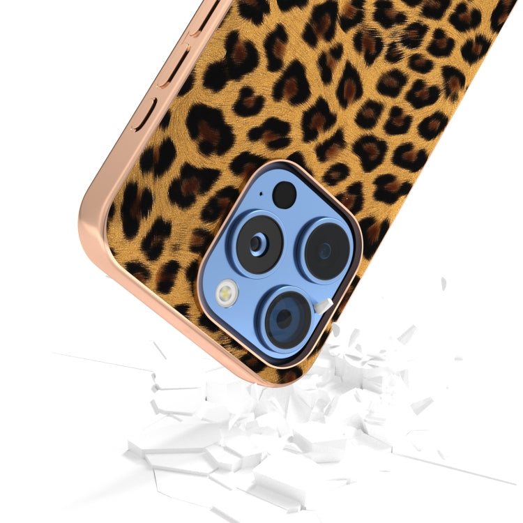 For iPhone 16 Pro Max Nano Plating Leopard Print Phone Case