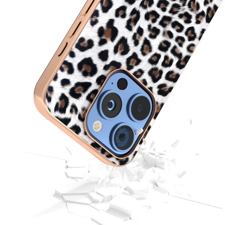 For iPhone 16 Pro Max Nano Plating Leopard Print Phone Case