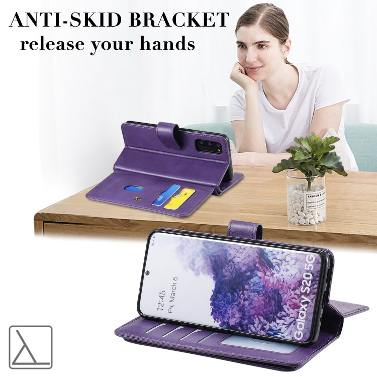 For Samsung Galaxy S20 5G Multifunctional Magnetic Copper Buckle Horizontal Flip Solid Color Leather Case with 10 Card Slots & Wallet & Holder & Photo Frame
