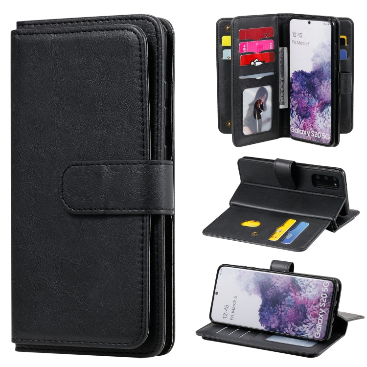 For Samsung Galaxy S20 5G Multifunctional Magnetic Copper Buckle Horizontal Flip Solid Color Leather Case with 10 Card Slots & Wallet & Holder & Photo Frame