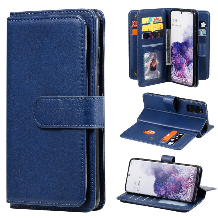 For Samsung Galaxy S20 5G Multifunctional Magnetic Copper Buckle Horizontal Flip Solid Color Leather Case with 10 Card Slots & Wallet & Holder & Photo Frame