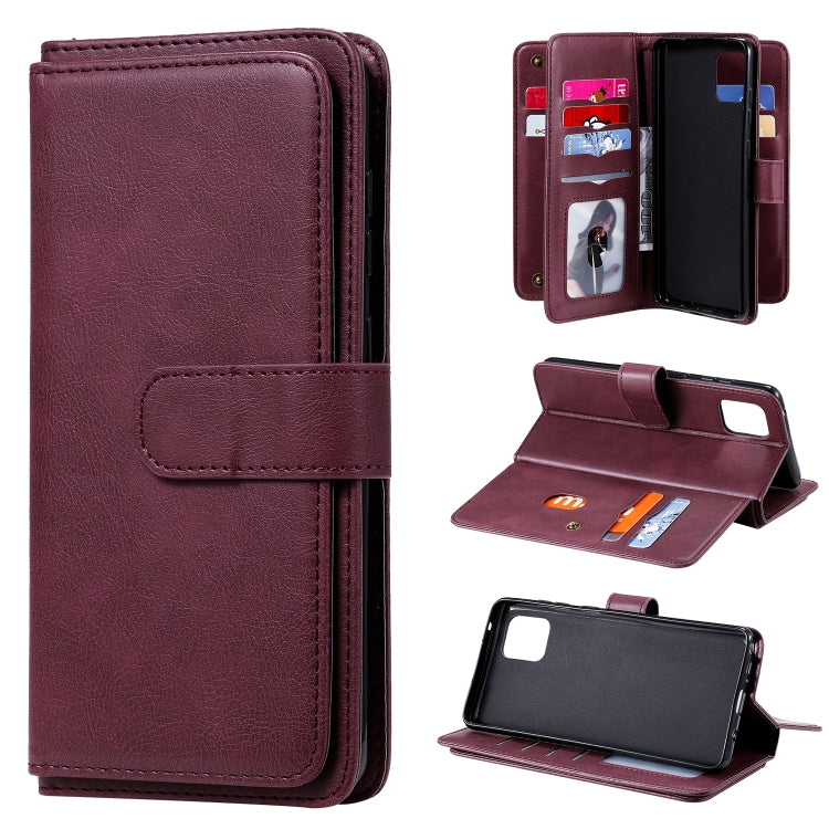 For Samsung Galaxy A81 / Note 10 Lite Multifunctional Magnetic Copper Buckle Horizontal Flip Solid Color Leather Case with 10 Card Slots & Wallet & Holder & Photo Frame