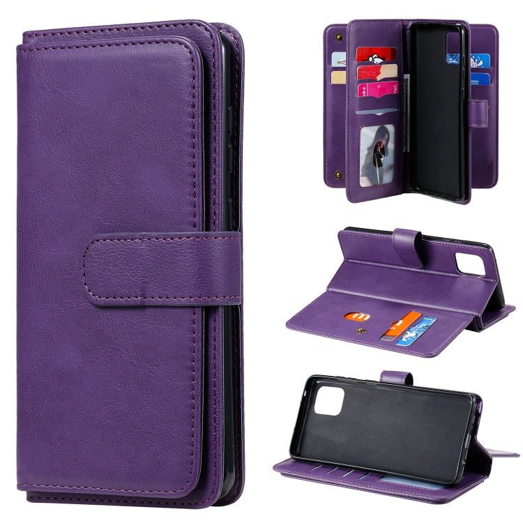 For Samsung Galaxy A81 / Note 10 Lite Multifunctional Magnetic Copper Buckle Horizontal Flip Solid Color Leather Case with 10 Card Slots & Wallet & Holder & Photo Frame