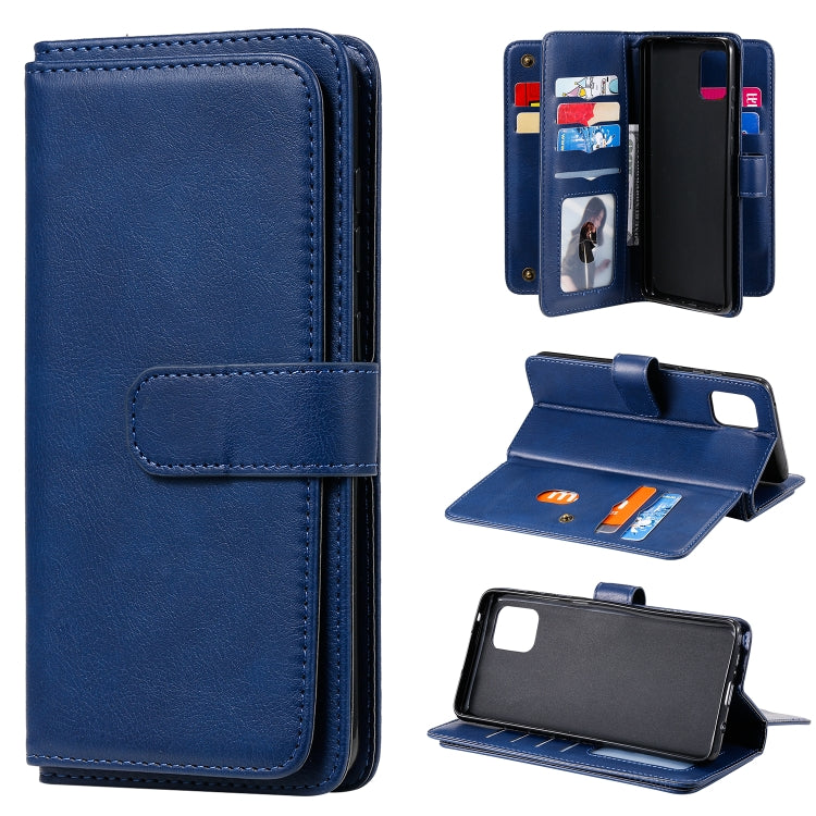 For Samsung Galaxy A81 / Note 10 Lite Multifunctional Magnetic Copper Buckle Horizontal Flip Solid Color Leather Case with 10 Card Slots & Wallet & Holder & Photo Frame
