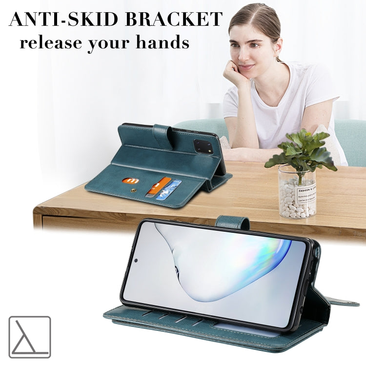 For Samsung Galaxy A81 / Note 10 Lite Multifunctional Magnetic Copper Buckle Horizontal Flip Solid Color Leather Case with 10 Card Slots & Wallet & Holder & Photo Frame