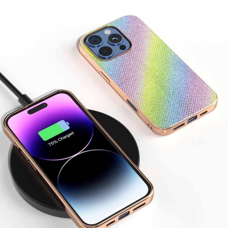 For iPhone 16 Pro Nano Plating Diamond Texture Phone Case