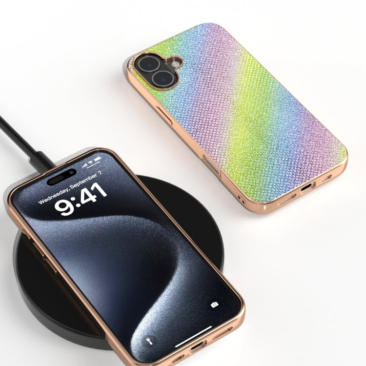 For iPhone 16 Plus Nano Plating Diamond Texture Phone Case