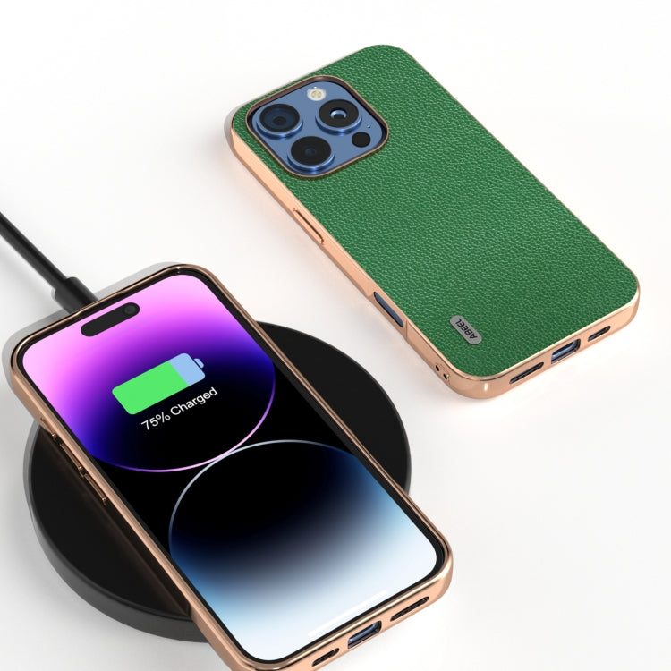 For iPhone 16 Pro ABEEL Genuine Leather Mino Series Nano Plating Phone Case