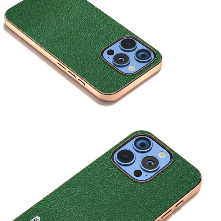For iPhone 16 Pro ABEEL Genuine Leather Mino Series Nano Plating Phone Case