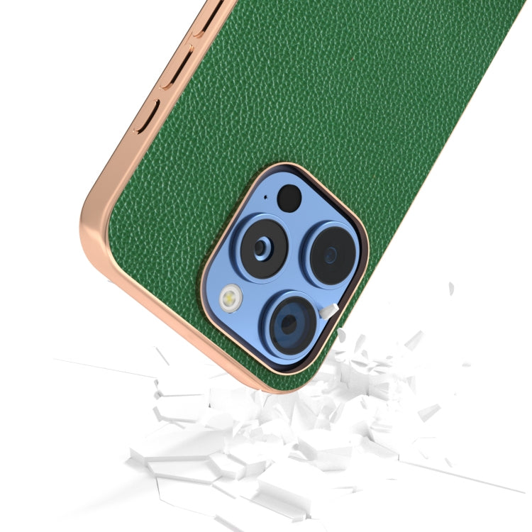 For iPhone 16 Pro ABEEL Genuine Leather Mino Series Nano Plating Phone Case