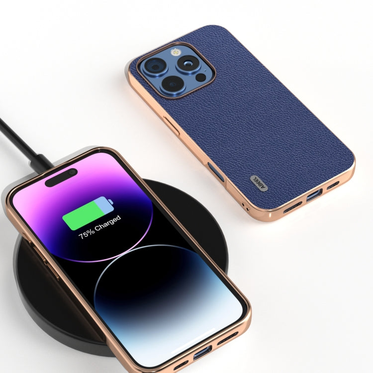 For iPhone 16 Pro ABEEL Genuine Leather Mino Series Nano Plating Phone Case