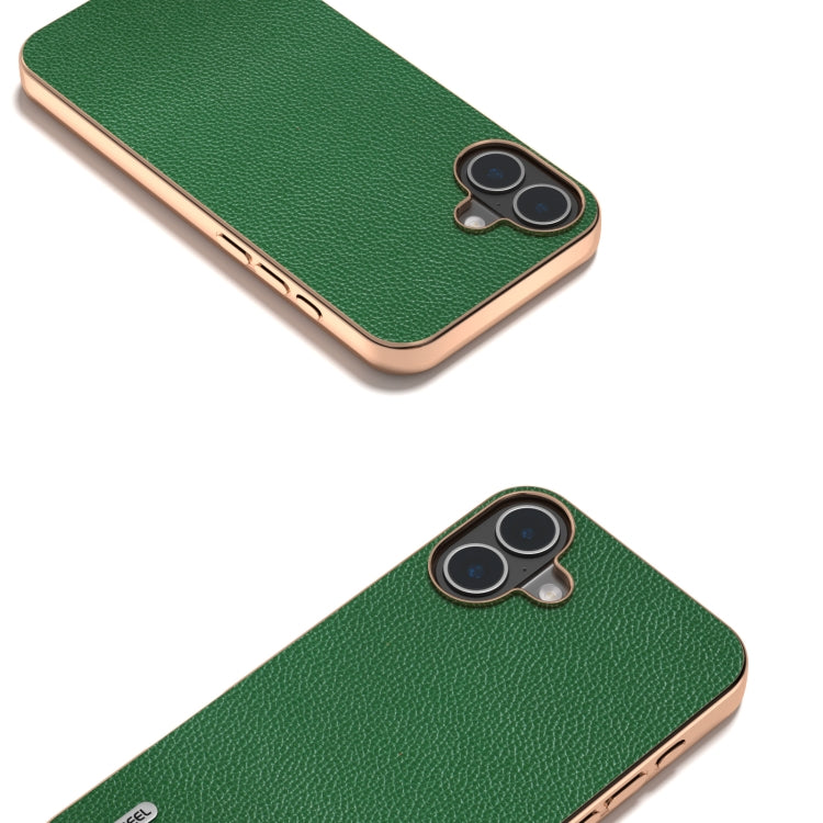 For iPhone 16 Plus ABEEL Genuine Leather Mino Series Nano Plating Phone Case