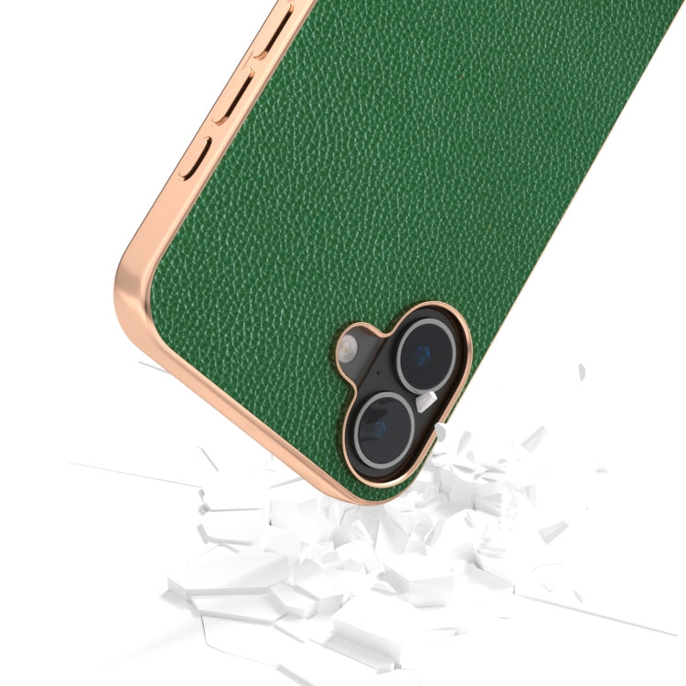 For iPhone 16 Plus ABEEL Genuine Leather Mino Series Nano Plating Phone Case