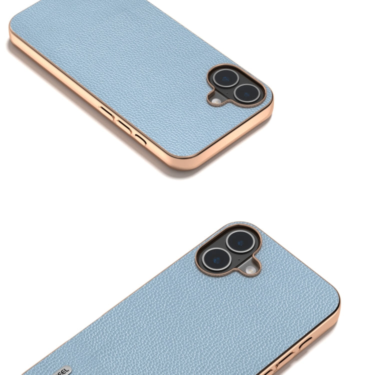 For iPhone 16 ABEEL Genuine Leather Mino Series Nano Plating Phone Case