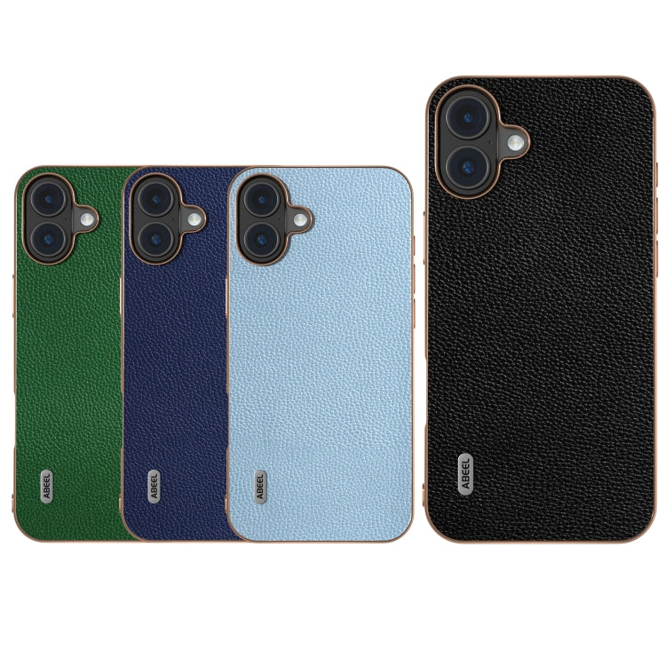 For iPhone 16 ABEEL Genuine Leather Mino Series Nano Plating Phone Case