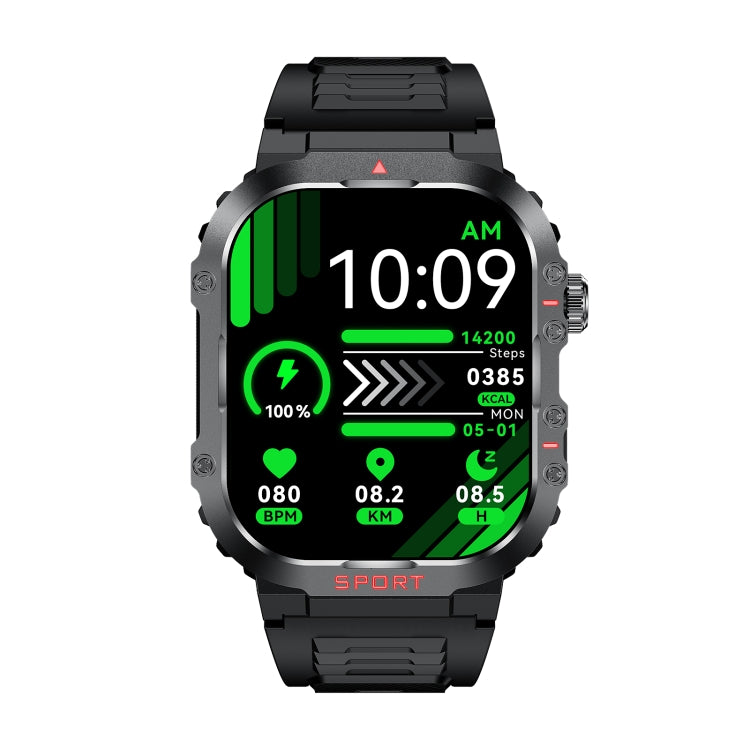 G45 2.01 inch Screen Silicone Strap 10m Waterproof Smart Watch, Support Flashlight / Bluetooth Call / HRV - Black