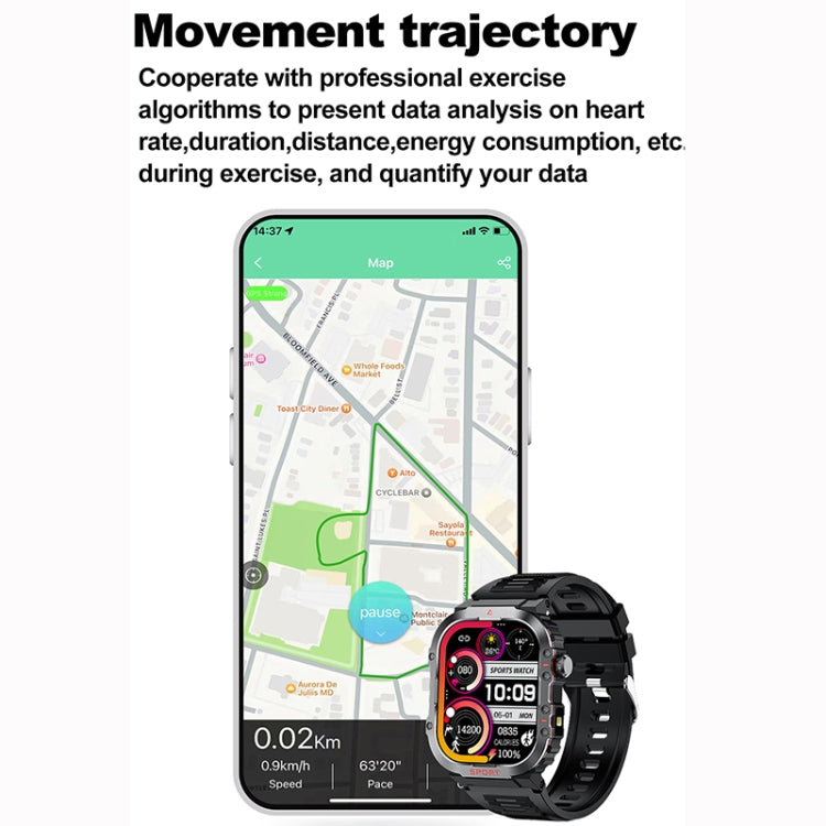 G45 2.01 inch Screen Silicone Strap 10m Waterproof Smart Watch, Support Flashlight / Bluetooth Call / HRV - Black