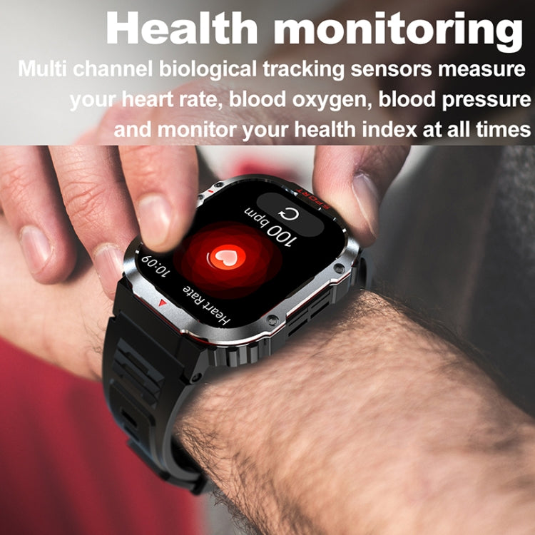 G45 2.01 inch Screen Silicone Strap 10m Waterproof Smart Watch, Support Flashlight / Bluetooth Call / HRV - Black