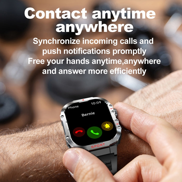 G45 2.01 inch Screen Silicone Strap 10m Waterproof Smart Watch, Support Flashlight / Bluetooth Call / HRV - Black