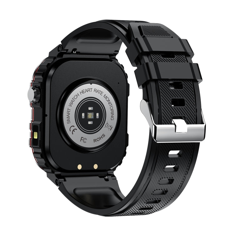G45 2.01 inch Screen Silicone Strap 10m Waterproof Smart Watch, Support Flashlight / Bluetooth Call / HRV - Black