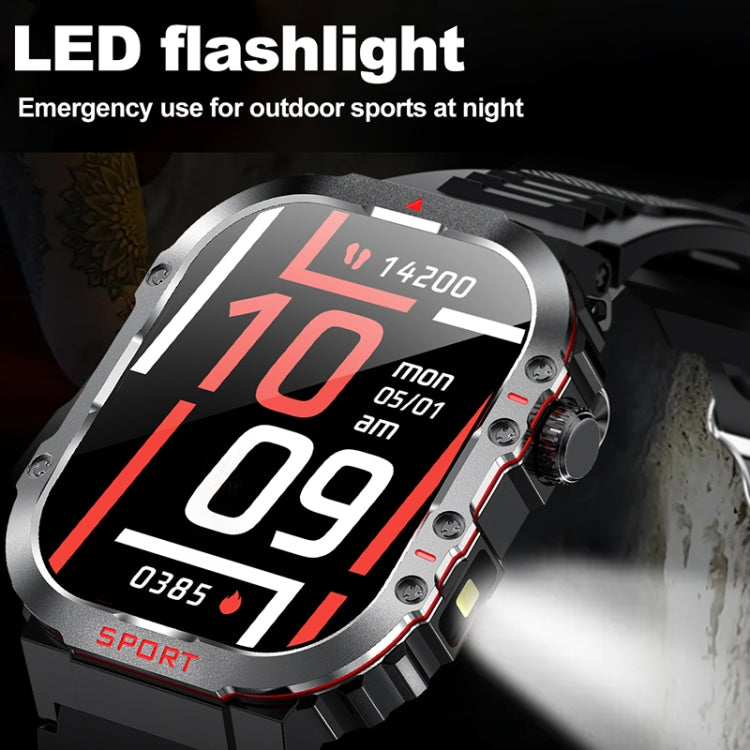 G45 2.01 inch Screen Silicone Strap 10m Waterproof Smart Watch, Support Flashlight / Bluetooth Call / HRV - Black