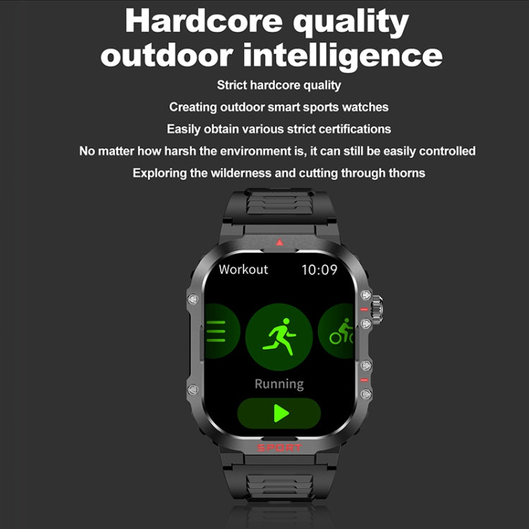 G45 2.01 inch Screen Silicone Strap 10m Waterproof Smart Watch, Support Flashlight / Bluetooth Call / HRV - Black