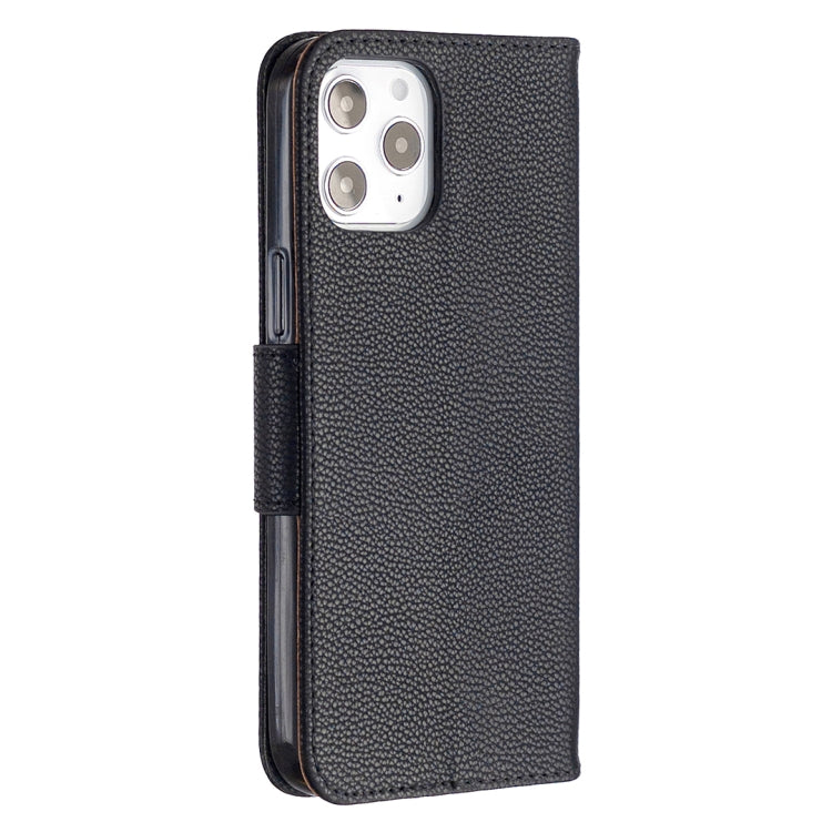 For iPhone 12 Pro Max Litchi Texture Pure Color Horizontal Flip Leather Case with Holder & Card Slots & Wallet & Lanyard